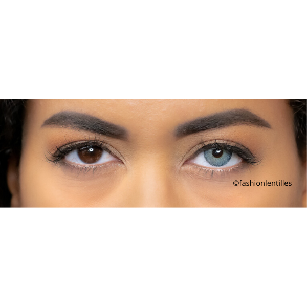 preview of blue color lenses with contour on brown eyes
