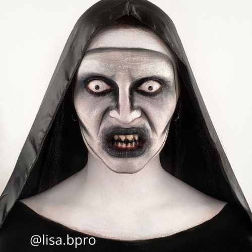 nun makeup with white lenses