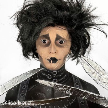 Halloween makeup with black lenses