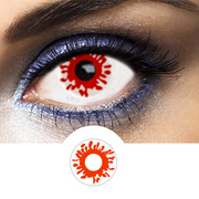 red and white fantasy contact lenses