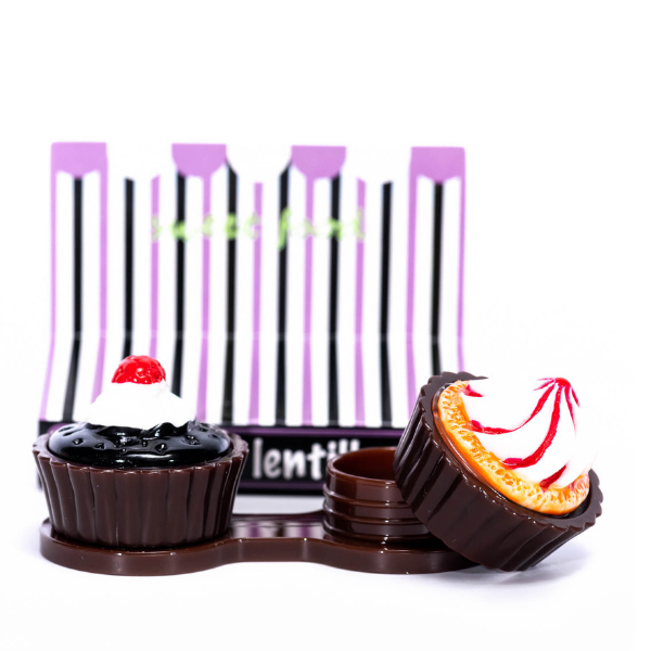 dark brown case holder cupcake for contact lens