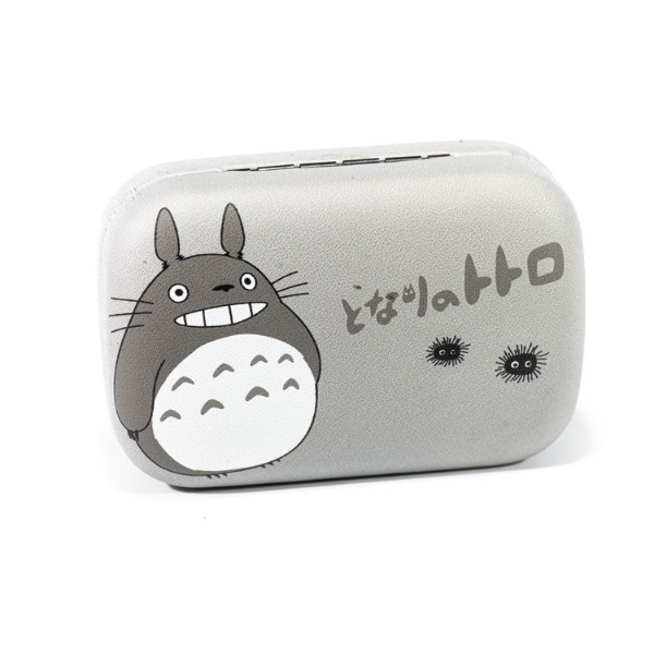 gray and black contact lenses case holder bear Totoro