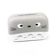 gray and white color lenses case holder bear Totoro with moustache