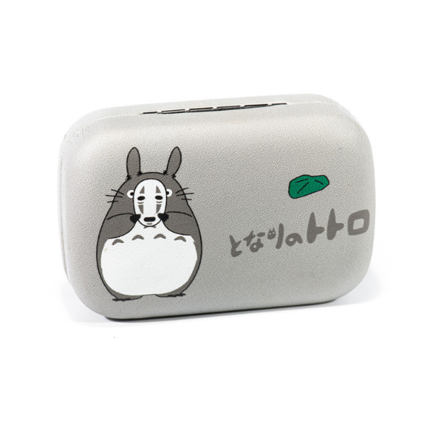 gray and white color lenses case holder bear totoro with mask