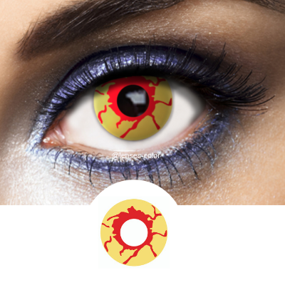 yellow and red crazy lenses virus for cosplay