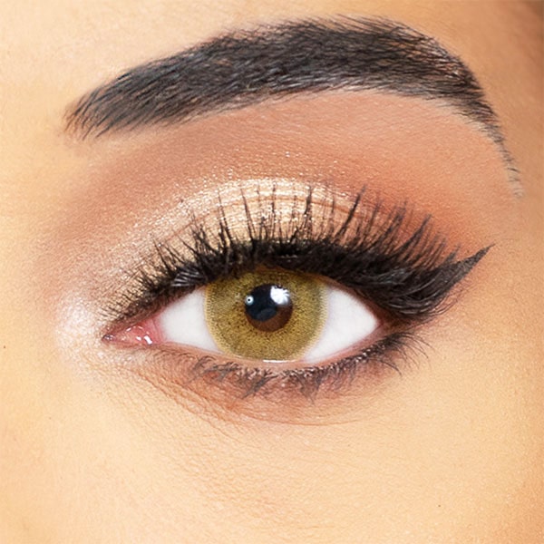 green colored lenses on brown eyes