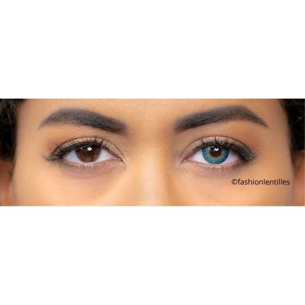 preview of color lenses on brown eyes
