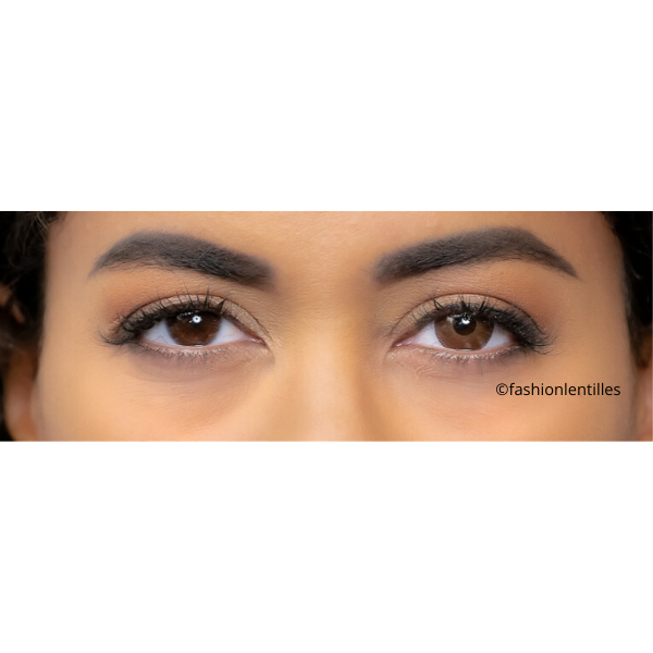 preview of brown color lenses on brown eyes