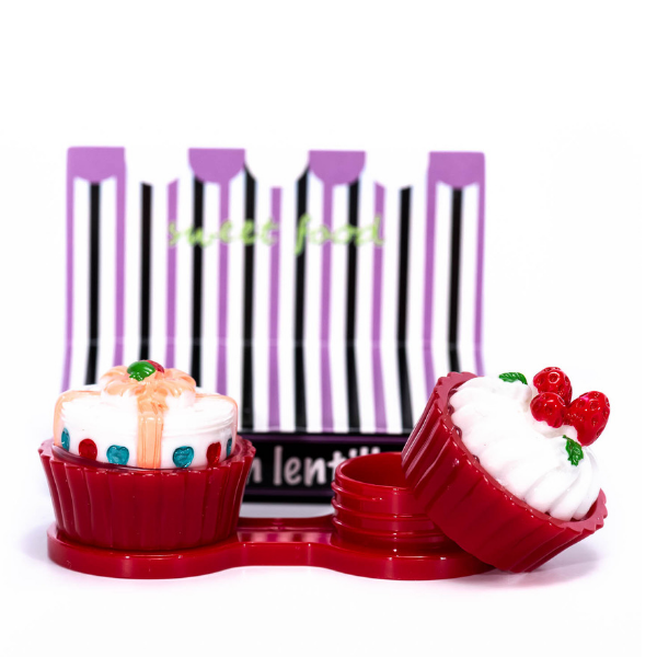 red case holder cupcake for color lenses