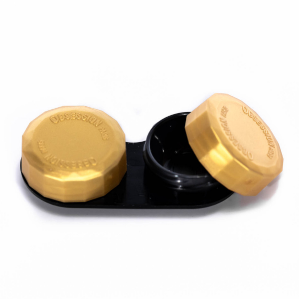black and yellow case holder contact lenses