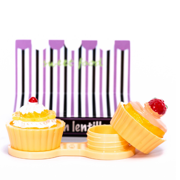 yellow cupcake case holder for color lenses